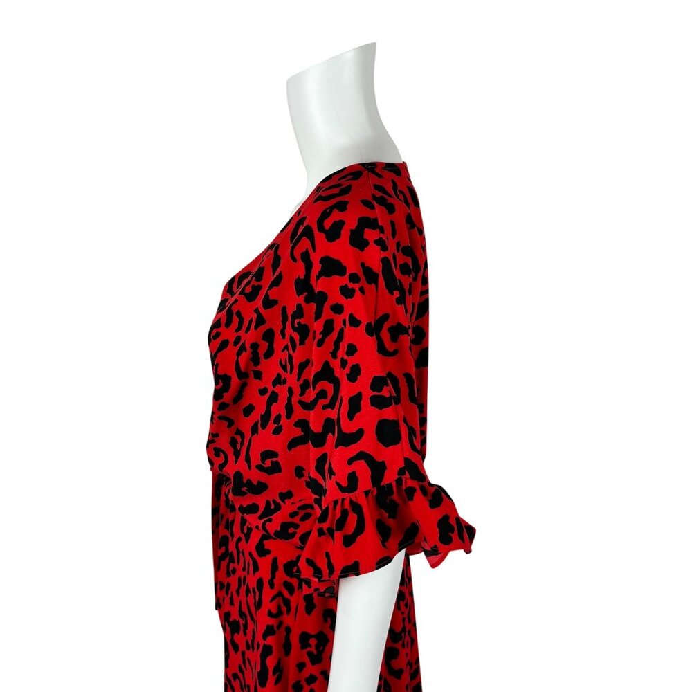Who What Wear Cheetah Dress Women's Size M Electric Animal Print Flutter Sleeve - Picture 7 of 12